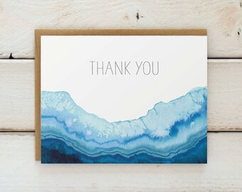Geode Thank You Cards, Agate Thank You Card Set, Watercolor Cards, Watercolor Thank You Notes, Geode Cards, Thank You Notecards, Set of 10