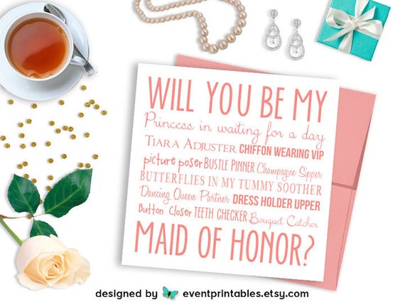 Will You Be My Maid of Honor Card Digital by EventPrintables