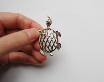 Large Turtle Charm, Sea Turtle Necklace Pendant, Silver Turtle Charm, Jewelry