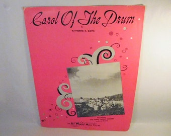 Vintage Sheet Music - TRAPP FAMILY SINGERS - Carol of the Drum by Katherine Davis - Sound of Music - Von Trapp