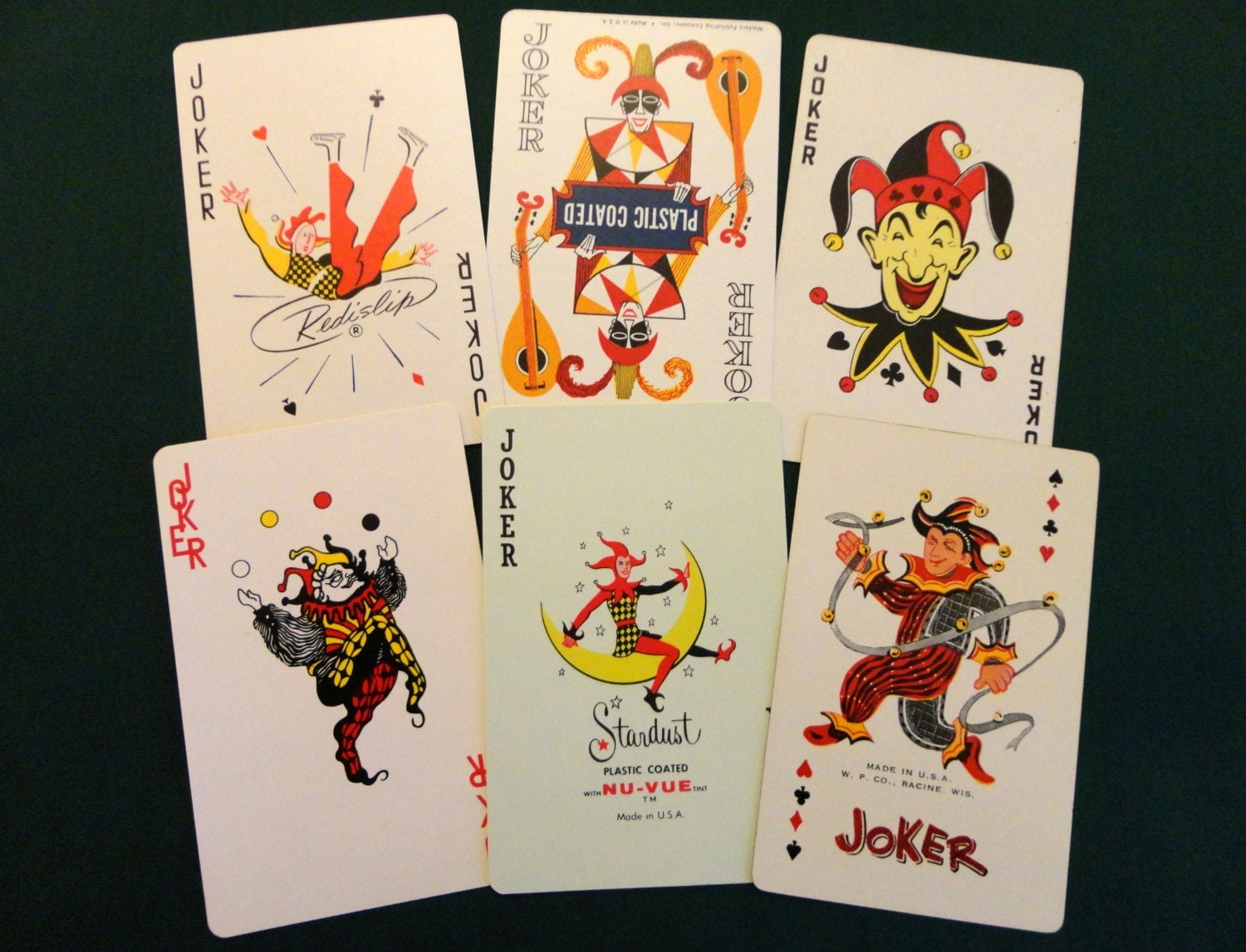 Vintage Joker Cards Six cards All by CountryCoveCreations