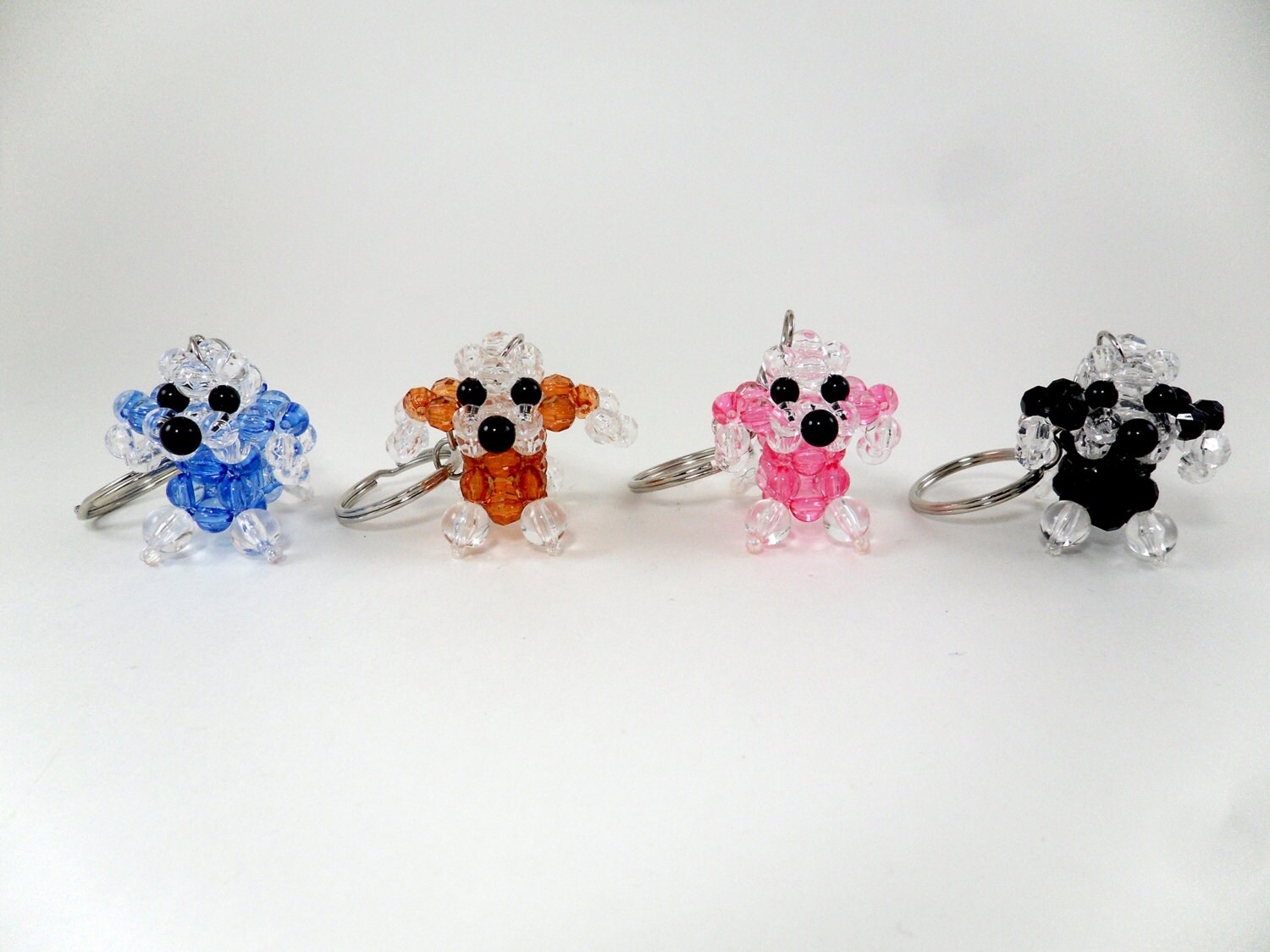 Bead Dog Keychain Green Poodle Keychain Beaded Poodle