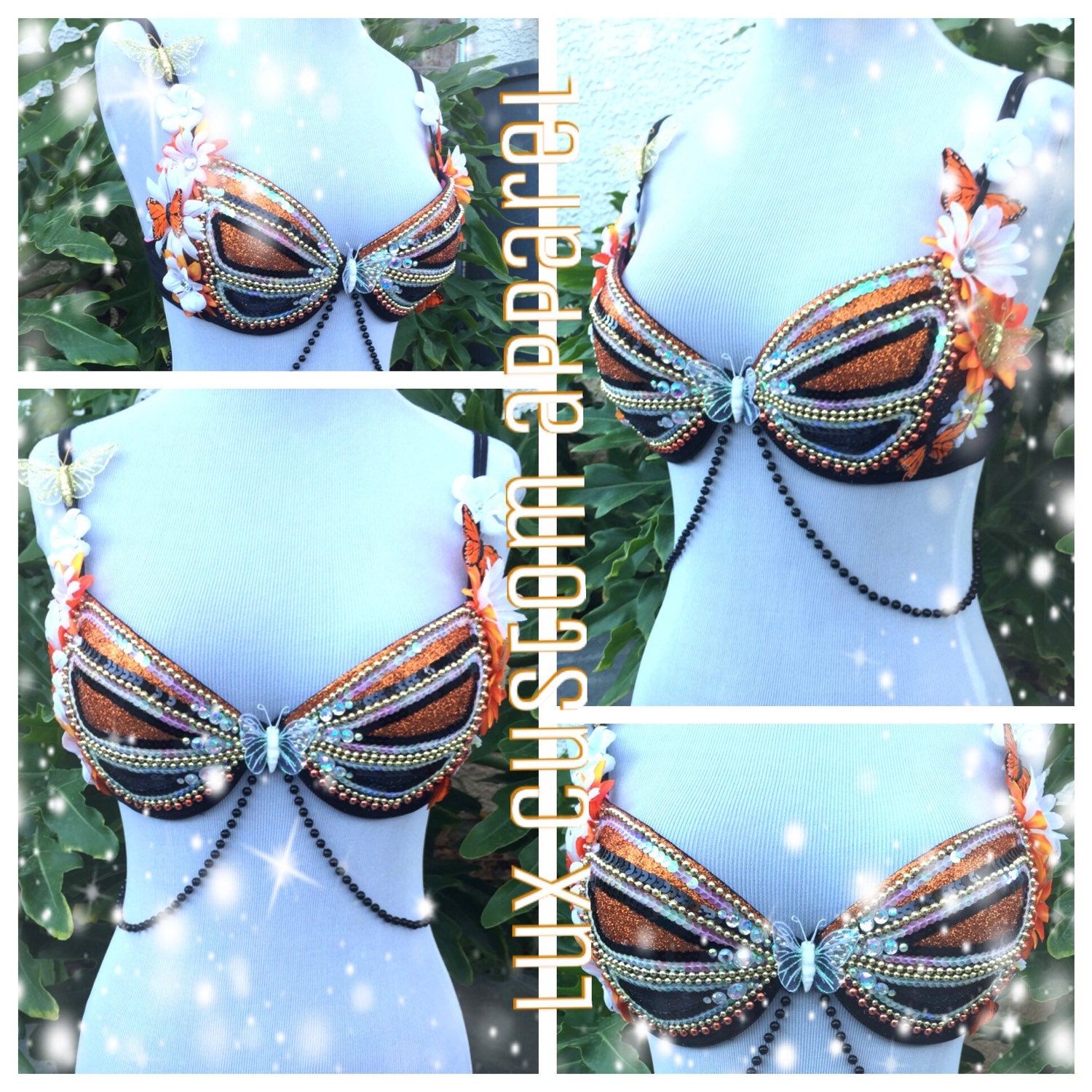 Monarch Butterfly Rave Bra Halloween Costume by LuxCustomApparel