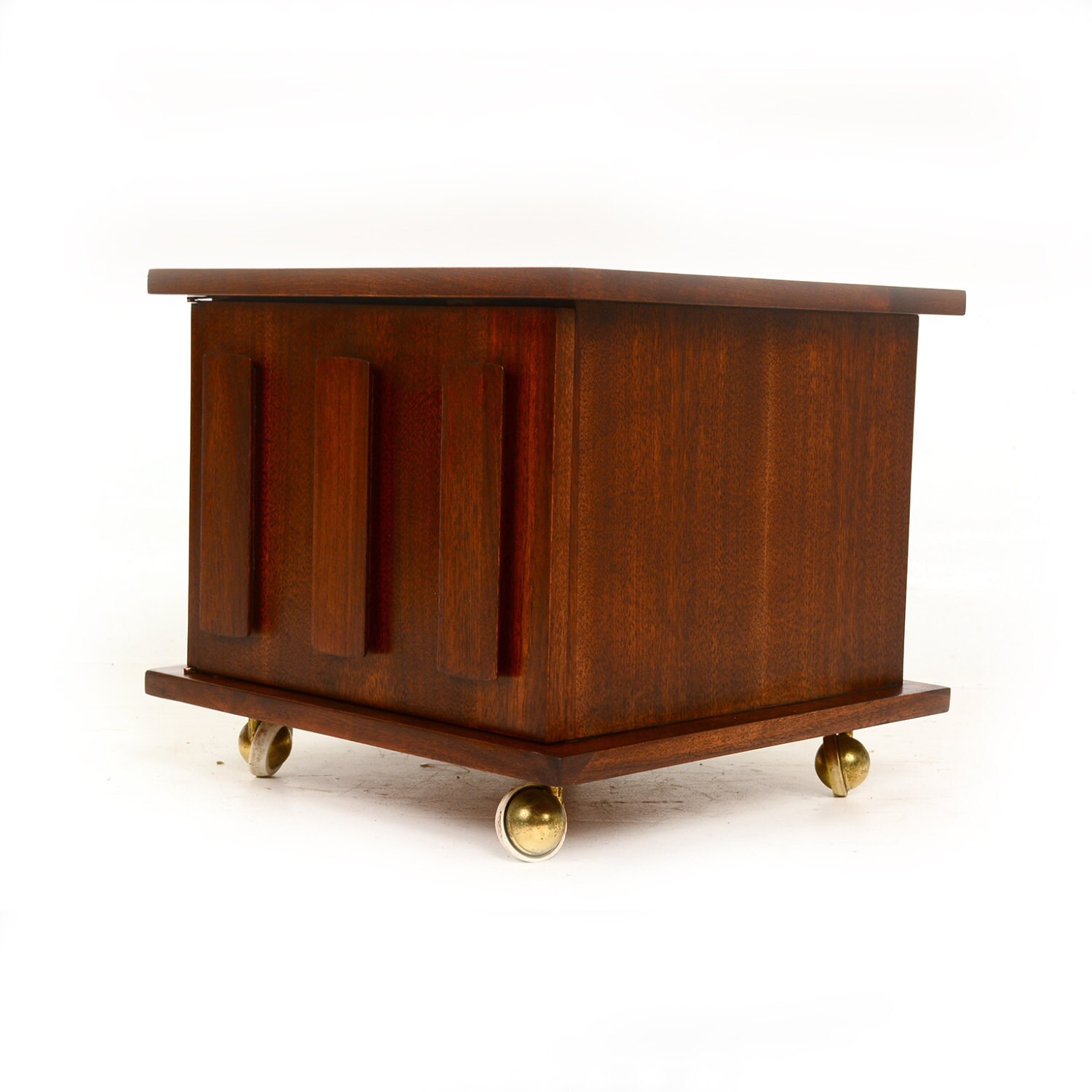 Mid Century Modern Side Table Storage with Wheel McCobb Eames Era Haute Juice