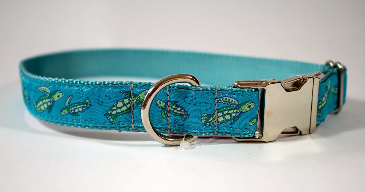 Sea turtle dog collar green turtle collar teal dog collar