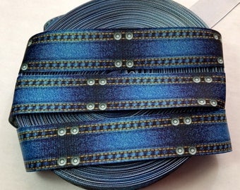 3 YARDS-7/8" Denim Grosgrain Ribbon-3 YARDS
