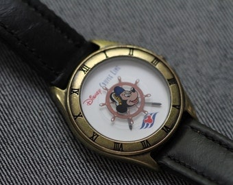 Vintage Mickey Mouse Watch Nautical Bronze toned case Disney