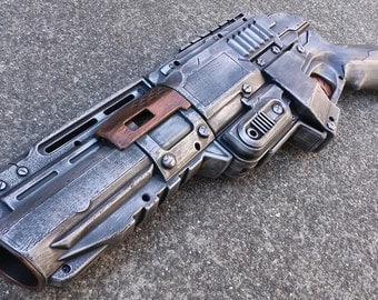 NOT FOR SALE Nerf Zombie Strike Sledgefire Pistol Mod- Apocalyptic, Zombie, Vampire, Cosplay, Steampunk - (Pewter/Ruby)