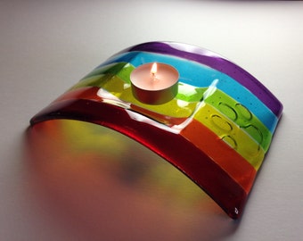 Rainbow Bridge Pet Memorial, Dog Memorial, Cat Memorial, Fused Glass, Memorial Candle, Pet Loss Gift, Rainbow Bridge, Paw Print Gift