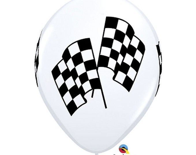 Black & White Checked Race Car Flag Balloon