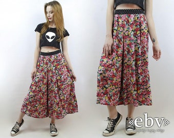 Festival Pants 90s Pants Floral Pants Plus Size Pants Plus Size Vintage 90s High Waisted Floral Cropped Wide Leg Pants 1X 2X Pants