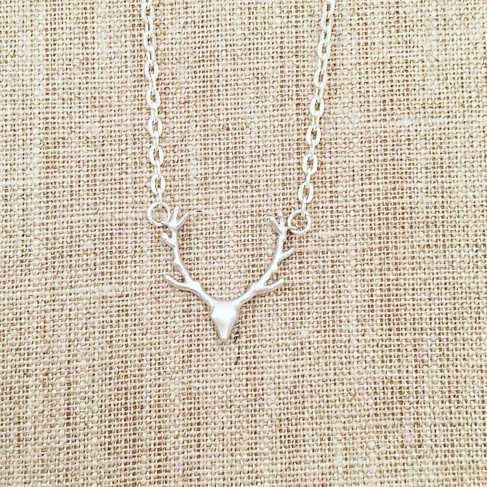 Deer Antler Necklace - Silver Antler Necklace - Deer Antler Jewelry - Silver Antler Jewelry - Silver Deer -
