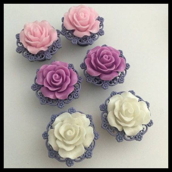 PICK SIZE & Color Pastel Rose Spring Gauge Plug Earrings