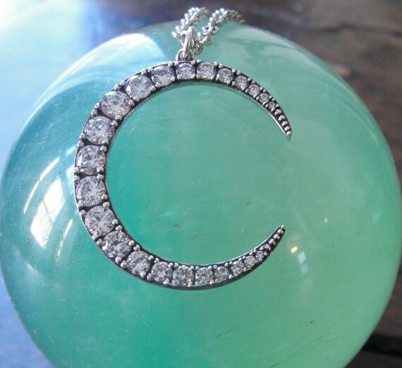 Moon Necklace Crescent Moon Jewelry Crystal Moon CZ Moon