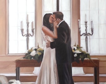 WEDDING PORTRAIT - Custom Portrait - Family Portrait - Oil Painting - ANNIVERSARY Gift