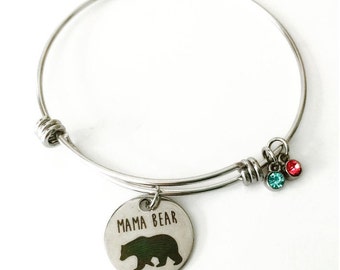 Mama Bear Bracelet, Stainless Steel bracelet, Mom jewelry, Gift for Mom, personalized gift