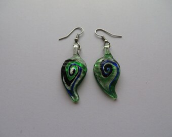 Vintage Murano Foil Glass Lever Back Earrings