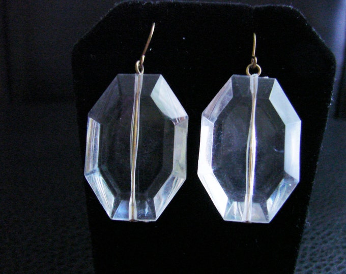 Vintage Lucite Chandelier Earrings / Clear Lucite / Dangle Earrings / Drop Earrings / Wedding Bridal / Jewelry / Jewellery