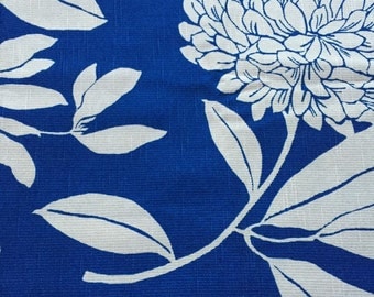 Set of 2 Pillow Covers 18x18 inch-Free Shipping - Large Floral Blue and Tan Home Decor Fabric