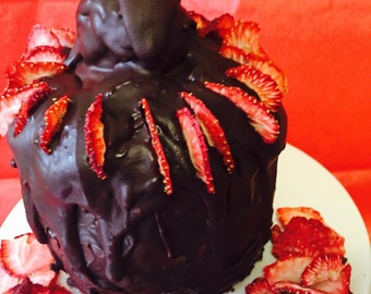 Vegan Mini Double Chocolate Strawberry Cake, Natural,healthy ingredients,Love and Compassion,Birthday,Wedding.