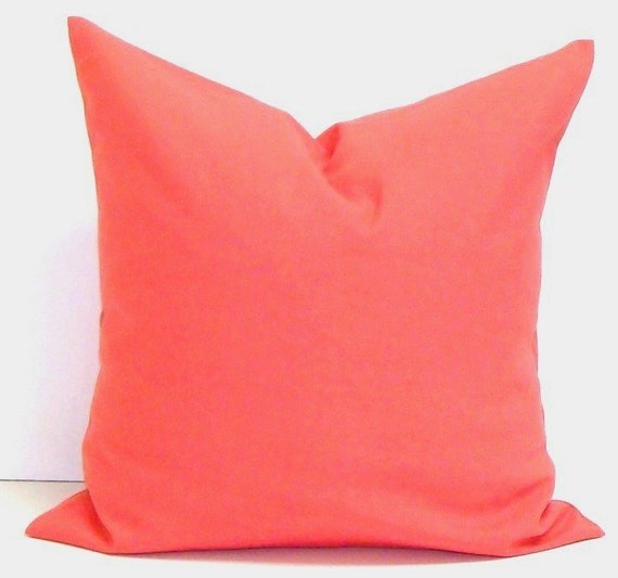 Solid CORAL Pillows Coral Pillow Cover by ElemenOPillows on Etsy
