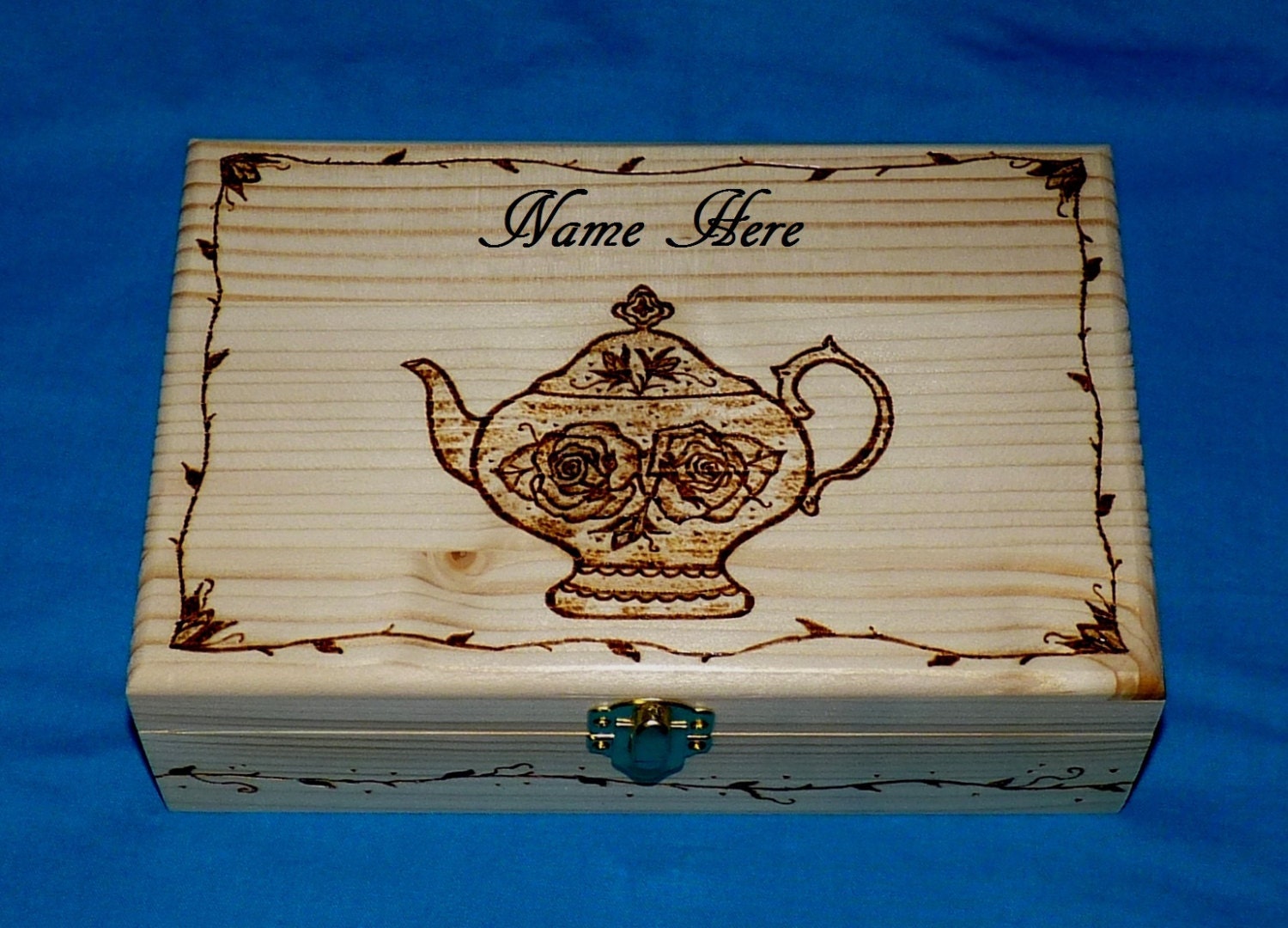 Decorative Wood Burned Jewelry Box Wood Jewelry Chest Tea