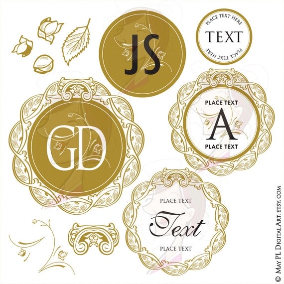 Download Vine Monogram Frame Svg - Antique Gold Vintage Rose Circle Monogram perfect for Wedding or ...