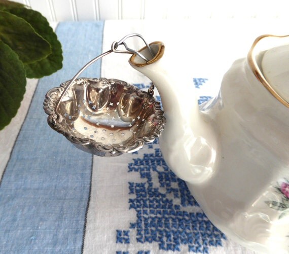 Sterling Silver Tea Strainer Spout Strainer Basket Maltby