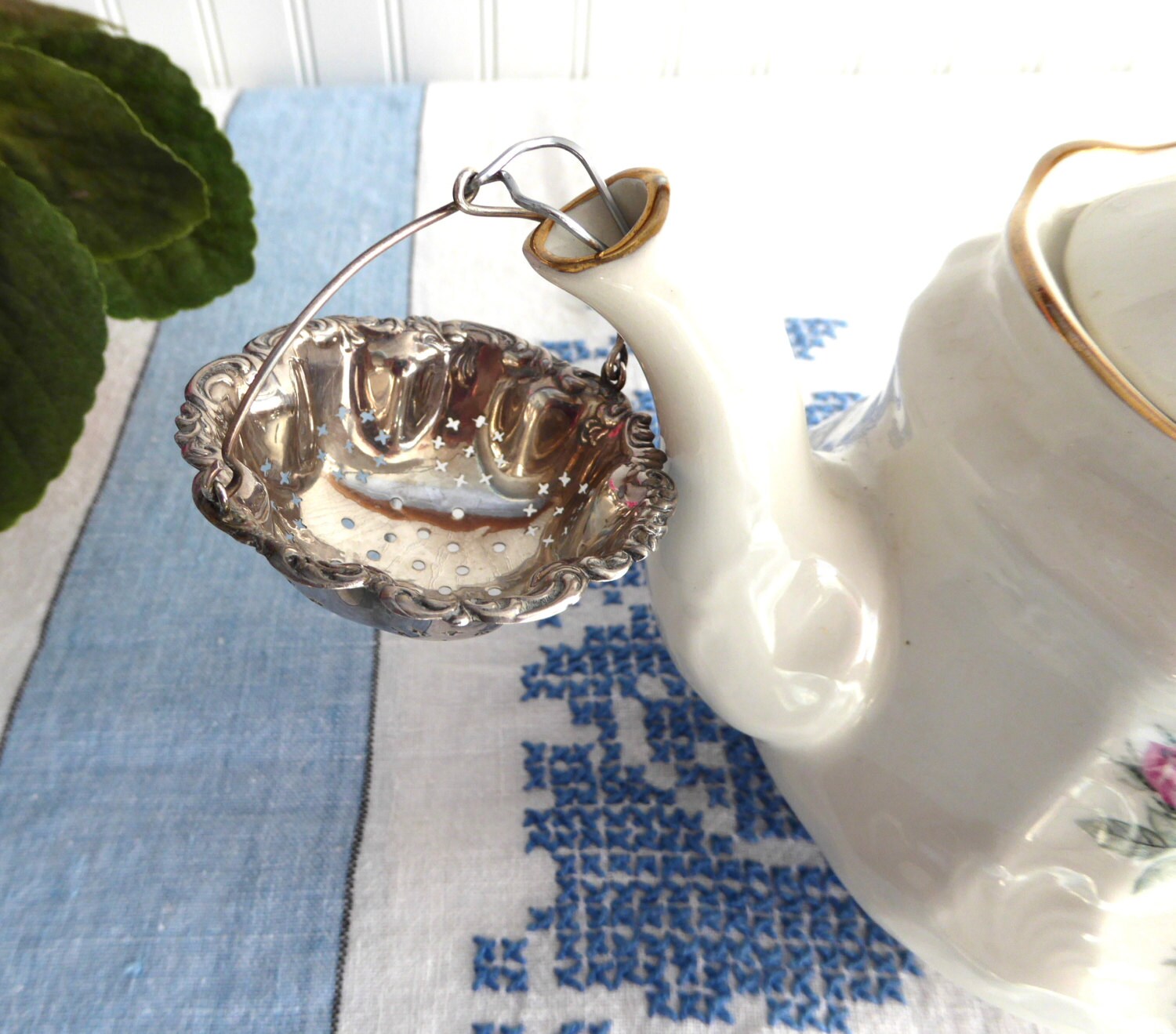 Sterling Silver Tea Strainer Spout Strainer Basket Maltby