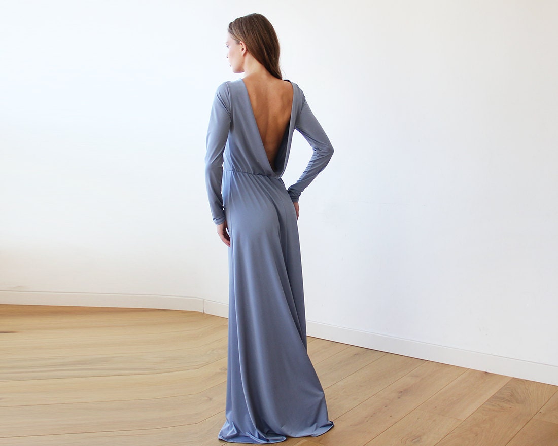 ciara satin luxe maxi in dusty blue