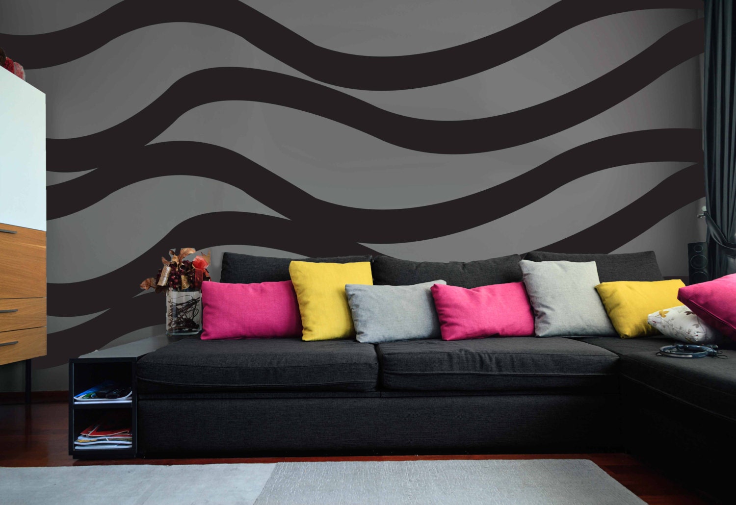 Wavy Stripe Wall Pattern Large Wall Decal Custom Vinyl Art