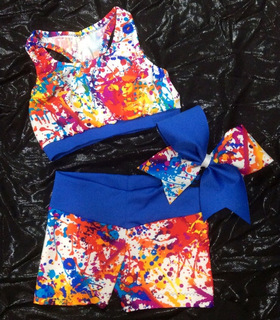 Pretty paint splatter cheer outfit