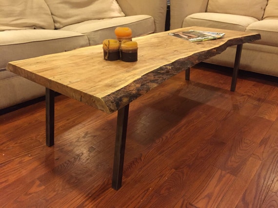 Wormy Maple Live Edge Slab Coffee Table