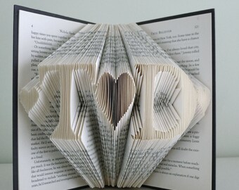 Boyfriend Anniversary Gift - Monogrammed Gifts - Initials with 3 hearts - Wedding Present - Wedding Decoration - Paper Anniversary