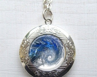 Locket, Spiral Necklace, Art Jewelry, Fractal Art Locket