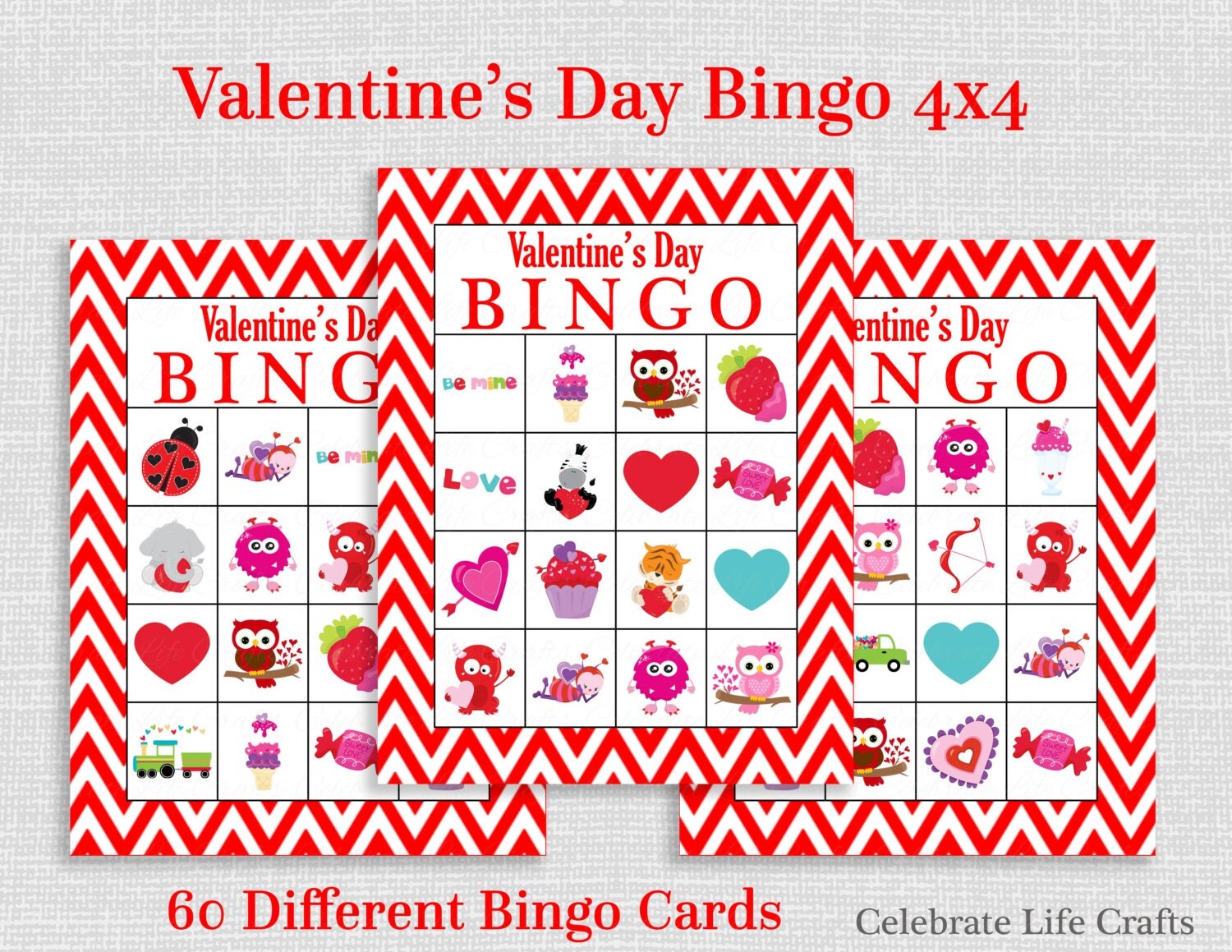 Valentine Bingo Game 60 Printable Valentine's Bingo