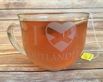 Outlander Mug Double Sided - Outlander Cup - Engraved Outlander Mug - Double Sided - You Pick Back - I heart Outlander mug - Outlander - Mug