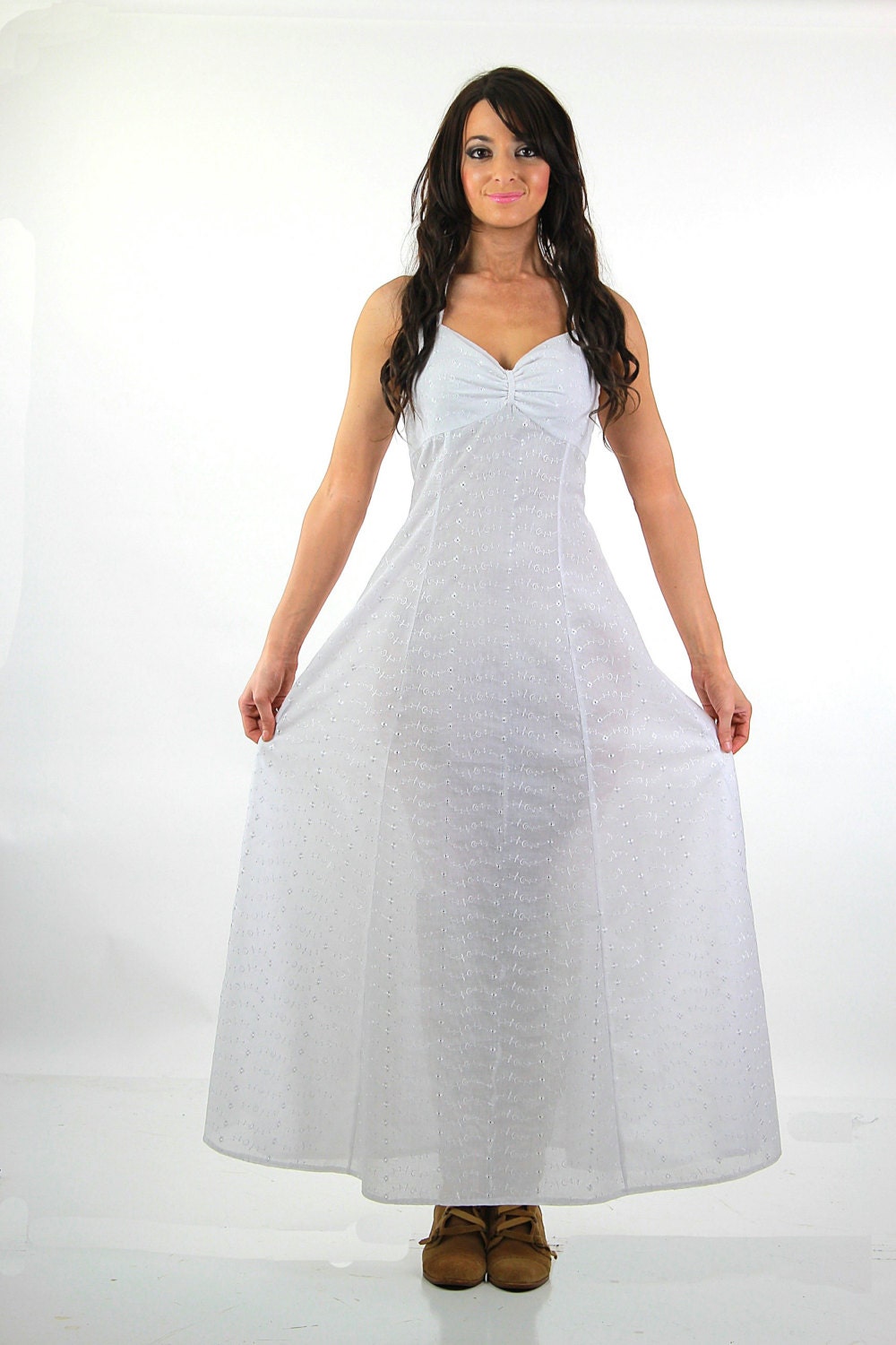 eyelet wedding gown