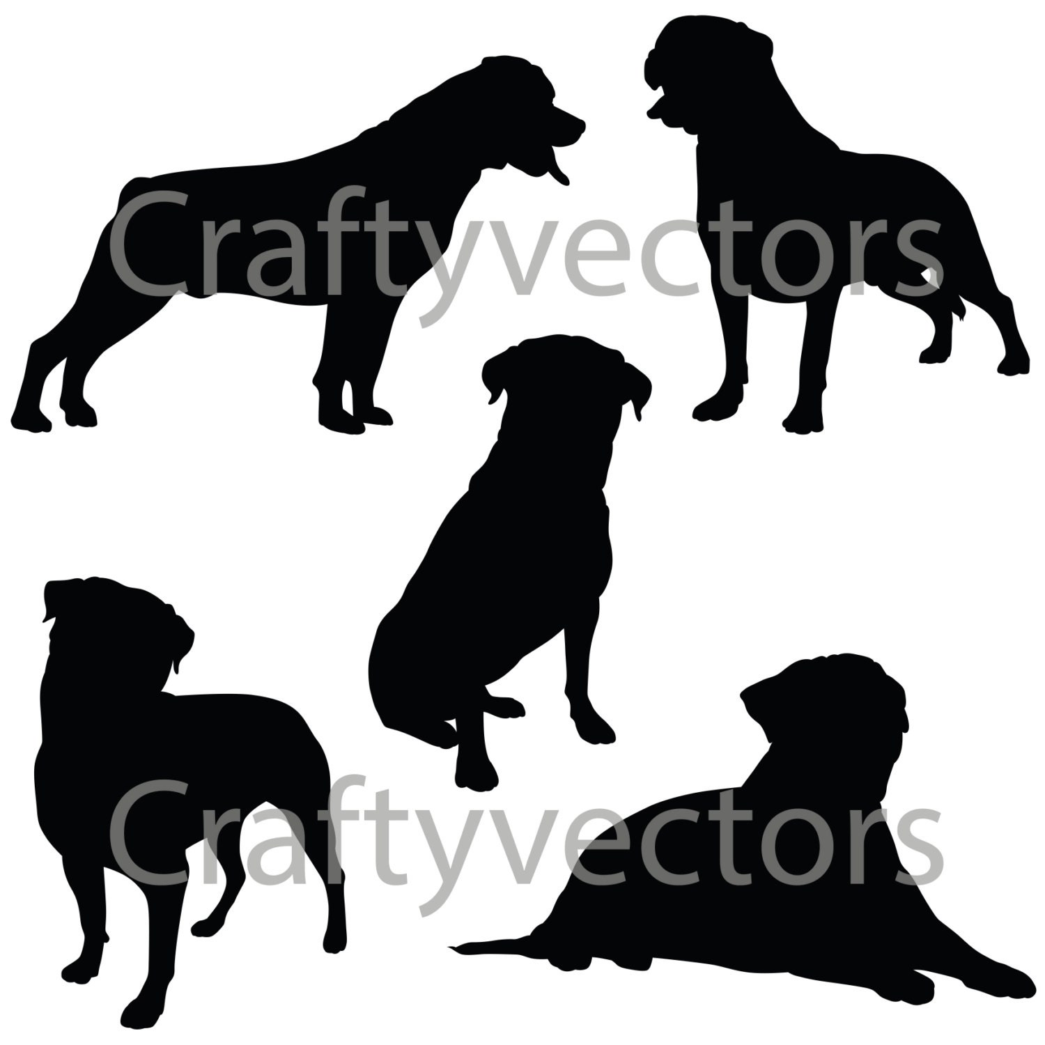 Download Rottweiler Dog SVG Silhouettes