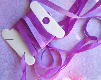 Hand Dyed Silk Ribbon - Embroidery - 4mm - Needlecraft - Purple Berries