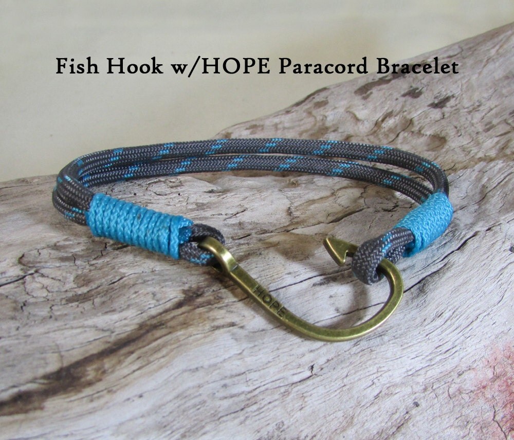 Fish Hook with Hope Paracord Bracelet Unisex Jewelry