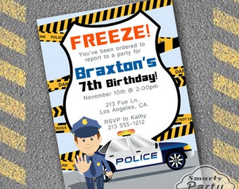 Police Birthday Party Invitation Invite Printable Personalized Policeman Officer Cop Customized 5x7 or 4x6