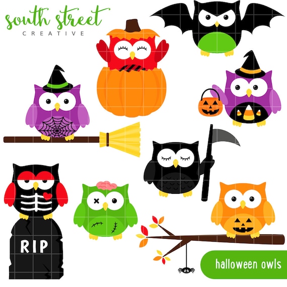 SALE Halloween Owls Cute Clipart Personal & by ...