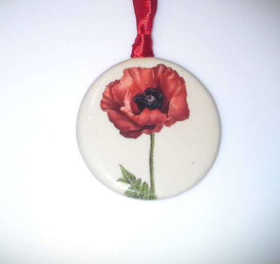 red poppy ceramic ornament christmas ornament home decor red poppy ceramic ornament christmas ornament home decor