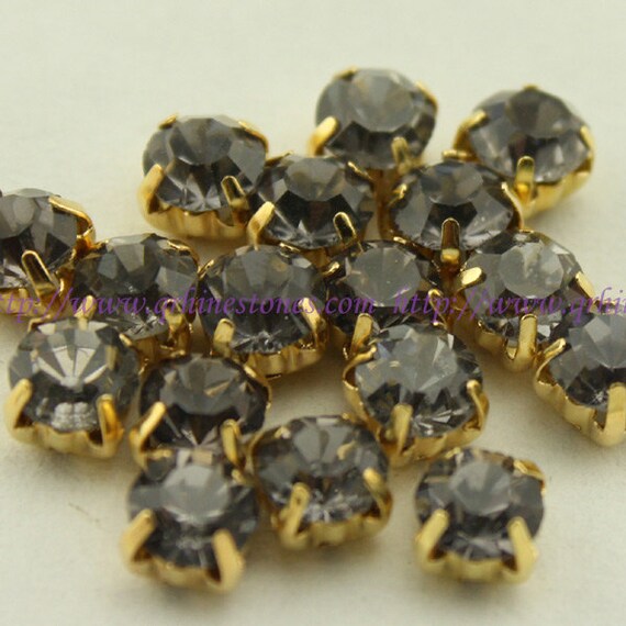 Sew on crystals Black Diamond chatons rhinestones in gold