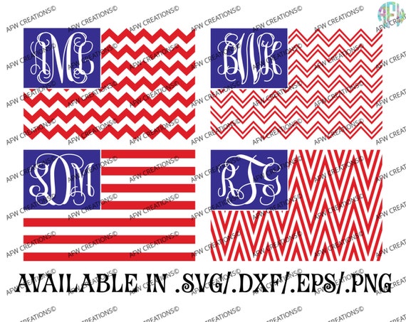 Download Digital Cut Files Monogram Flag svg dxf eps July 4