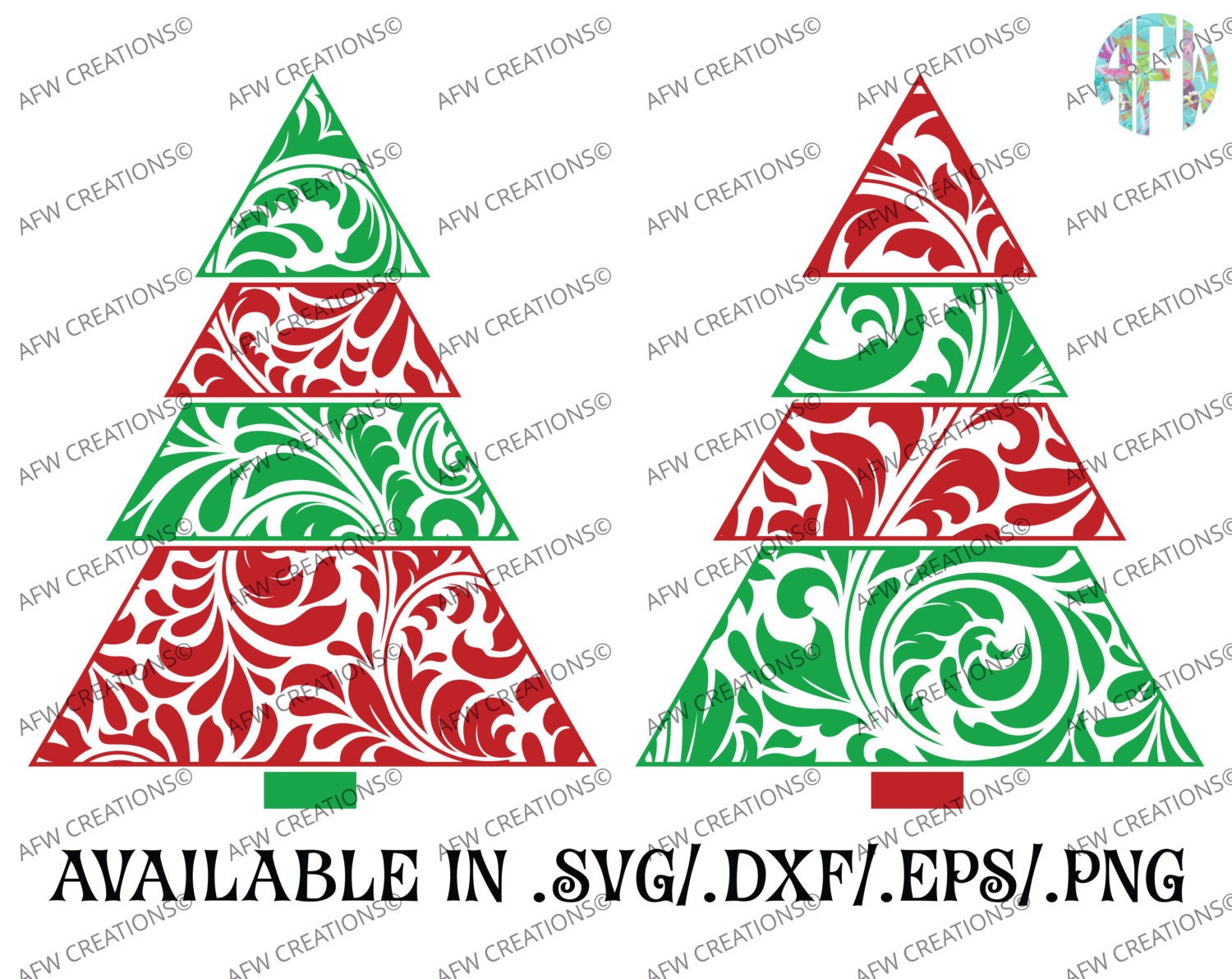 Download Digital Cut File Swirl Christmas Tree SVG DXF EPS Santa