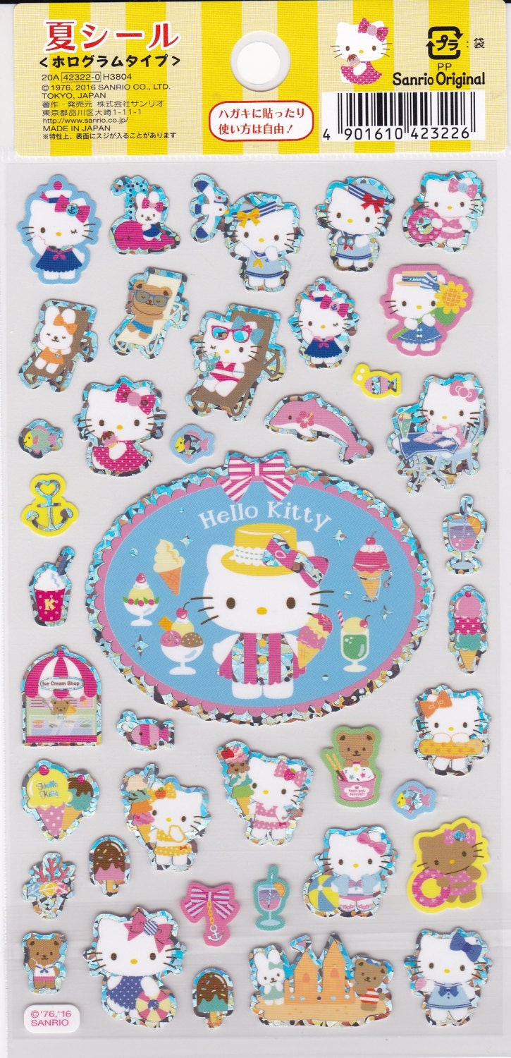 Sanrio Original Hello Kitty Glittered Summer Stickers