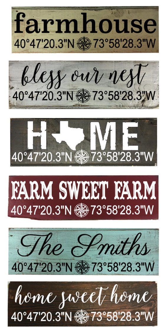 Home Coordinate Shiplap Signs CUSTOM GPS Longitude Latitude