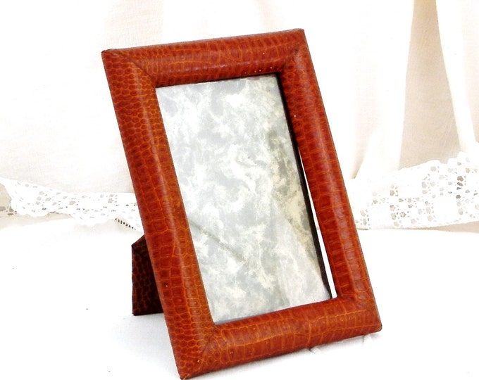 Vintage French Faux Snake Skin Leather Picture Frame / French Decor / Chateau Chic / Chateau Decor, Shabby Chic / Flea Market Retro interior